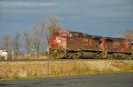 CP AC44CW Locomotives leading a train